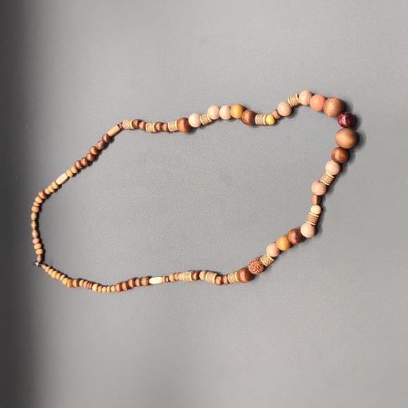 Bohemian Multi Tonal Brown Textured Beaded Necklace - Picture 5 of 9